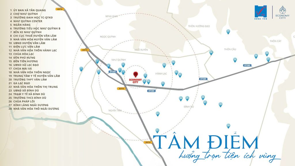 Vị trí dự án Economy City Hưng Yên